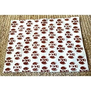 NEW John Robshaw Textiles Cotton Placemat 19" x 14" Brown Block Print